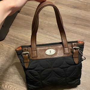 Fossil black quilted purse